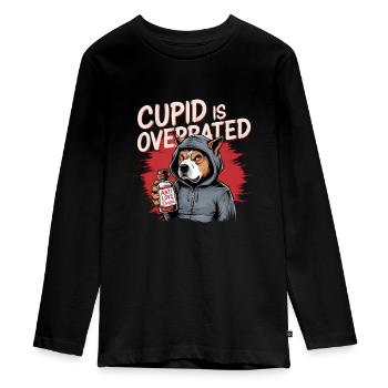 Single Valentine's Day Love Cupid Funny Saying - Teenager Premium Organic Long Sleeve Shirt - black - Front - AI Model Kid Female (0cm)