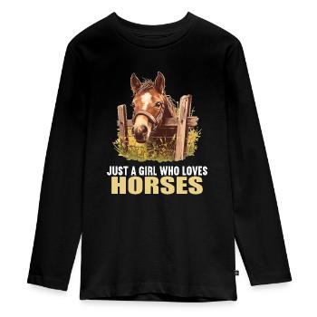 Chevaux Cheval - T-shirt manches longues Premium Ado - noir - Devant - AI Model Kid Female (0cm)