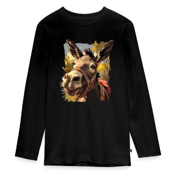 Mules Mule - Teenager Premium Organic Long Sleeve Shirt - black - Front - AI Model Kid Female (0cm)