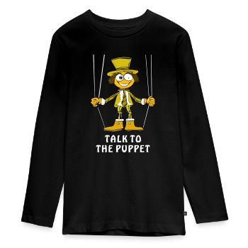TALK TO THE PUPPET - Teenager Premium Bio Langarmshirt - Schwarz - Vorne - AI Model Kid Female (0cm)