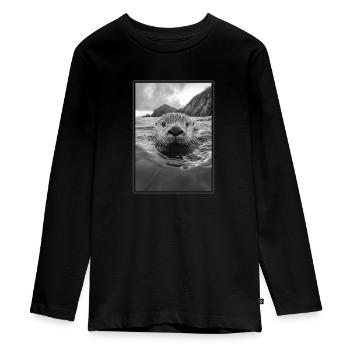 Seeotter - Teenager Premium Bio Langarmshirt - Schwarz - Vorne - AI Model Kid Female (0cm)