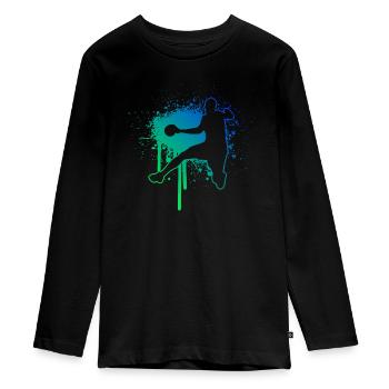 Damen Handballer Handballspieler Handball Herren - Teenager Premium Bio Langarmshirt - Schwarz - Vorne - AI Model Kid Female (0cm)