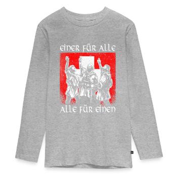 Switzerland Swiss Rütli Oath Patriot Gift de - Teenager Premium Organic Long Sleeve Shirt - heather grey - Front
