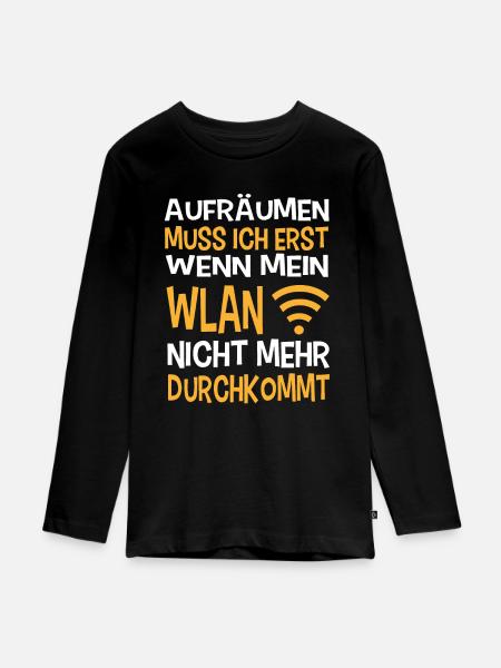 WLAN Aufräumen - Teenager Premium Bio Langarmshirt - Schwarz