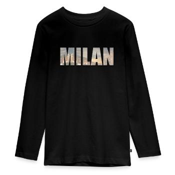 Milan - T-shirt manches longues Premium Ado - noir - Devant - AI Model Kid Female (0cm)
