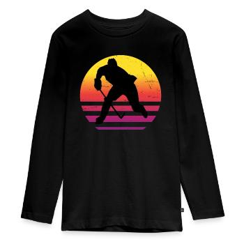 Hockey sur glace Joueur de hockey sur glace Hockey sur glace Hockey sur glace - T-shirt manches longues Premium Ado - noir - Devant - AI Model Kid Female (0cm)
