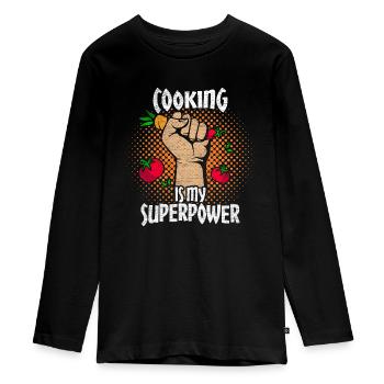 cook - Teenager Premium Organic Long Sleeve Shirt - black - Front - AI Model Kid Female (0cm)
