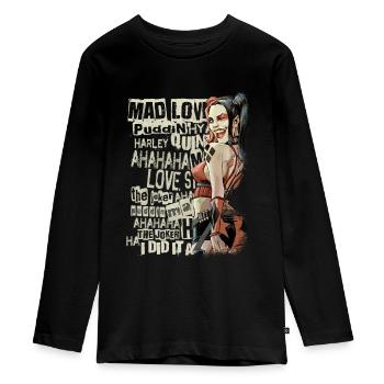 Harley Quinn Augenzwinkern - Teenager Premium Bio Langarmshirt - Schwarz - Vorne - AI Model Kid Female (0cm)