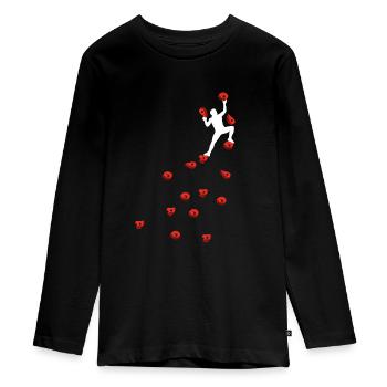 Bouldering Climbing Red Boulder Handles Men Men - Teenager Premium Organic Long Sleeve Shirt - black - Front - AI Model Kid Female (0cm)