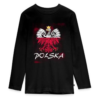 Pologne - T-shirt manches longues Premium Ado - noir - Devant - AI Model Kid Female (0cm)