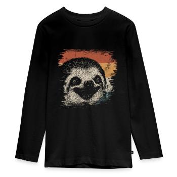 Faultier - Teenager Premium Bio Langarmshirt - Schwarz - Vorne - AI Model Kid Female (0cm)