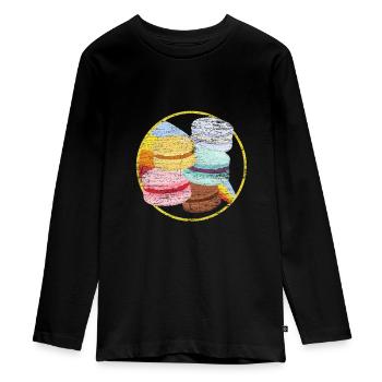 Macaron - T-shirt manches longues Premium Ado - noir - Devant - AI Model Kid Female (0cm)