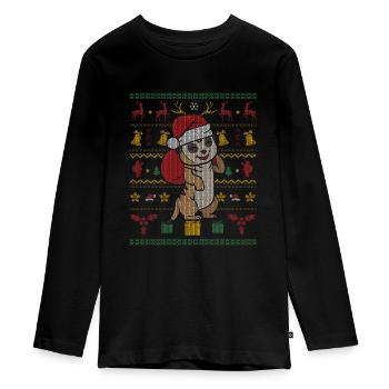 Ugly Christmas Erdmännchen Weihnachtsgeschenk - Teenager Premium Bio Langarmshirt - Schwarz - Vorne - AI Model Kid Female (0cm)
