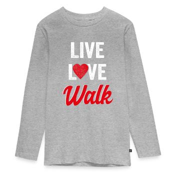 Nordic Walking - Teenager Premium Organic Long Sleeve Shirt - heather grey - Front