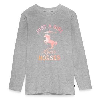 Horse Girl - Camiseta ecológica prémium de manga larga para adolescentes - gris jaspeado - delante