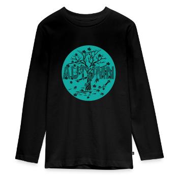 #FancyDesigns #autumn L'automne arrive! - T-shirt manches longues Premium Ado - noir - Devant - AI Model Kid Female (0cm)