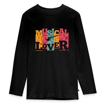 Musical Lover - Teenager Premium Organic Long Sleeve Shirt - black - Front - AI Model Kid Female (0cm)