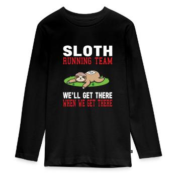 Napping Sloth Running Team Sloth Gift - Teenager Premium Organic Long Sleeve Shirt - black - Front - AI Model Kid Female (0cm)