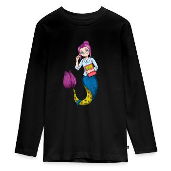 Meerjungfrau Lehrerin Referendarin - Teenager Premium Bio Langarmshirt - Schwarz - Vorne - AI Model Kid Female (0cm)