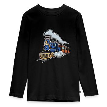 Zug - Teenager Premium Bio Langarmshirt - Schwarz - Vorne - AI Model Kid Female (0cm)