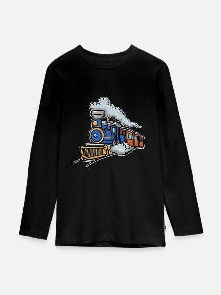 Zug - Teenager Premium Bio Langarmshirt - Schwarz