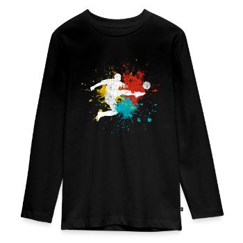 Fußball - Teenager Premium Bio Langarmshirt - Schwarz - Vorne - AI Model Kid Female (0cm)
