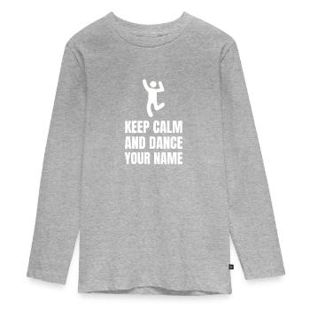 Gardez votre calme et dansez votre nom - T-shirt manches longues Premium Ado - gris chiné - Devant