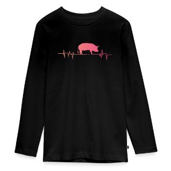 Cadeau pour les amoureux des porcs Cochon mignon - T-shirt manches longues Premium Ado - noir - Devant - AI Model Kid Female (0cm)