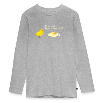Larry est que vous drôle de poussin et d'humour d'oeuf frit - T-shirt manches longues Premium Ado - gris chiné - Devant