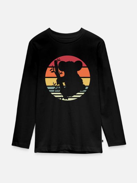 Koala - Teenager Premium Bio Langarmshirt - Schwarz
