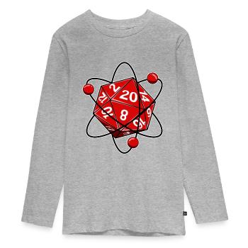 Würfel W20 Elektronen Physik Nerd - Teenager Premium Bio Langarmshirt - Grau meliert - Vorne