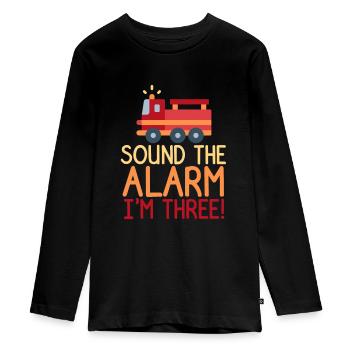 3ème anniversaire jeunes pompiers - T-shirt manches longues Premium Ado - noir - Devant - AI Model Kid Female (0cm)