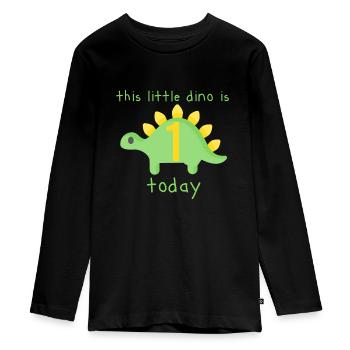 1. Geburtstag Dino - Teenager Premium Bio Langarmshirt - Schwarz - Vorne - AI Model Kid Female (0cm)