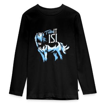 Islandpferd - Teenager Premium Bio Langarmshirt - Schwarz - Vorne - AI Model Kid Female (0cm)