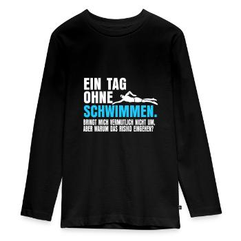 Schwimmen Schwimmlehrer - Teenager Premium Bio Langarmshirt - Schwarz - Vorne - AI Model Kid Female (0cm)