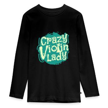 Geige - Teenager Premium Bio Langarmshirt - Schwarz - Vorne - AI Model Kid Female (0cm)