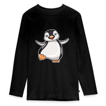 Pinguin - Teenager Premium Bio Langarmshirt - Schwarz - Vorne - AI Model Kid Female (0cm)