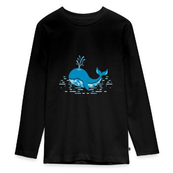 whale - Teenager Premium Organic Long Sleeve Shirt - black - Front - AI Model Kid Female (0cm)
