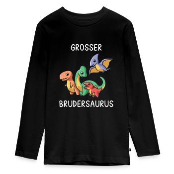 Tshirt Großer Brudersaurus 2020 Bruder Geschwister - Teenager Premium Bio Langarmshirt - Schwarz - Vorne - AI Model Kid Female (0cm)