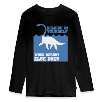 Lochness Nessie Schottland - Teenager Premium Bio Langarmshirt - Schwarz - Vorne - AI Model Kid Female (0cm)