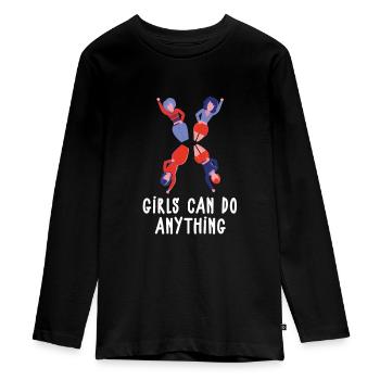Female power - Teenager Premium Organic Long Sleeve Shirt - black - Front - AI Model Kid Female (0cm)