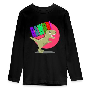 Dino Saurian Rex Rawr - T-shirt manches longues Premium Ado - noir - Devant - AI Model Kid Female (0cm)