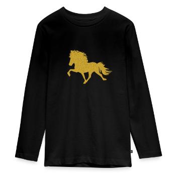 Islandpferd - Teenager Premium Bio Langarmshirt - Schwarz - Vorne - AI Model Kid Female (0cm)