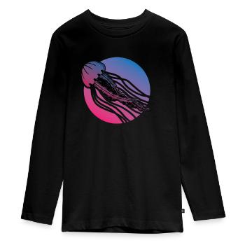 Jellyfish ocean sea creatures - Teenager Premium Organic Long Sleeve Shirt - black - Front - AI Model Kid Female (0cm)