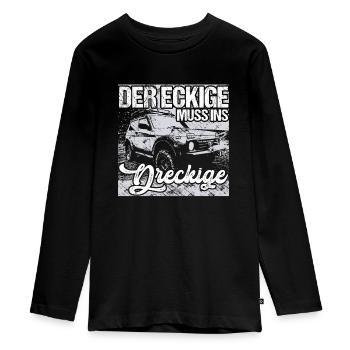 Der Eckige muss ins Dreckige Offroad Lada Niva 4x4 - Teenager Premium Bio Langarmshirt - Schwarz - Vorne - AI Model Kid Female (0cm)