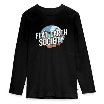 Flat Earth Society - T-shirt manches longues Premium Ado - noir - Devant - AI Model Kid Female (0cm)
