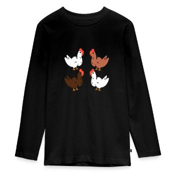 Hühner - Teenager Premium Bio Langarmshirt - Schwarz - Vorne - AI Model Kid Female (0cm)