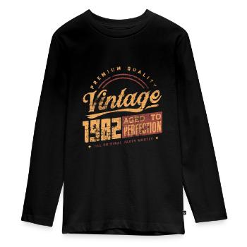 Anniversaire né en 1982 - T-shirt manches longues Premium Ado - noir - Devant - AI Model Kid Female (0cm)