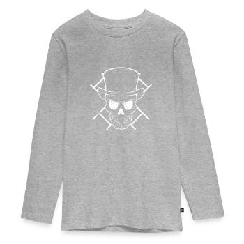 Ramoneur CheminéeTot tête de mort Tatouage - T-shirt manches longues Premium Ado - gris chiné - Devant