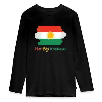 Son drapeau Biji Kurdistan - Kurdes Kurdes Kurdes - T-shirt manches longues Premium Ado - noir - Devant - AI Model Kid Female (0cm)